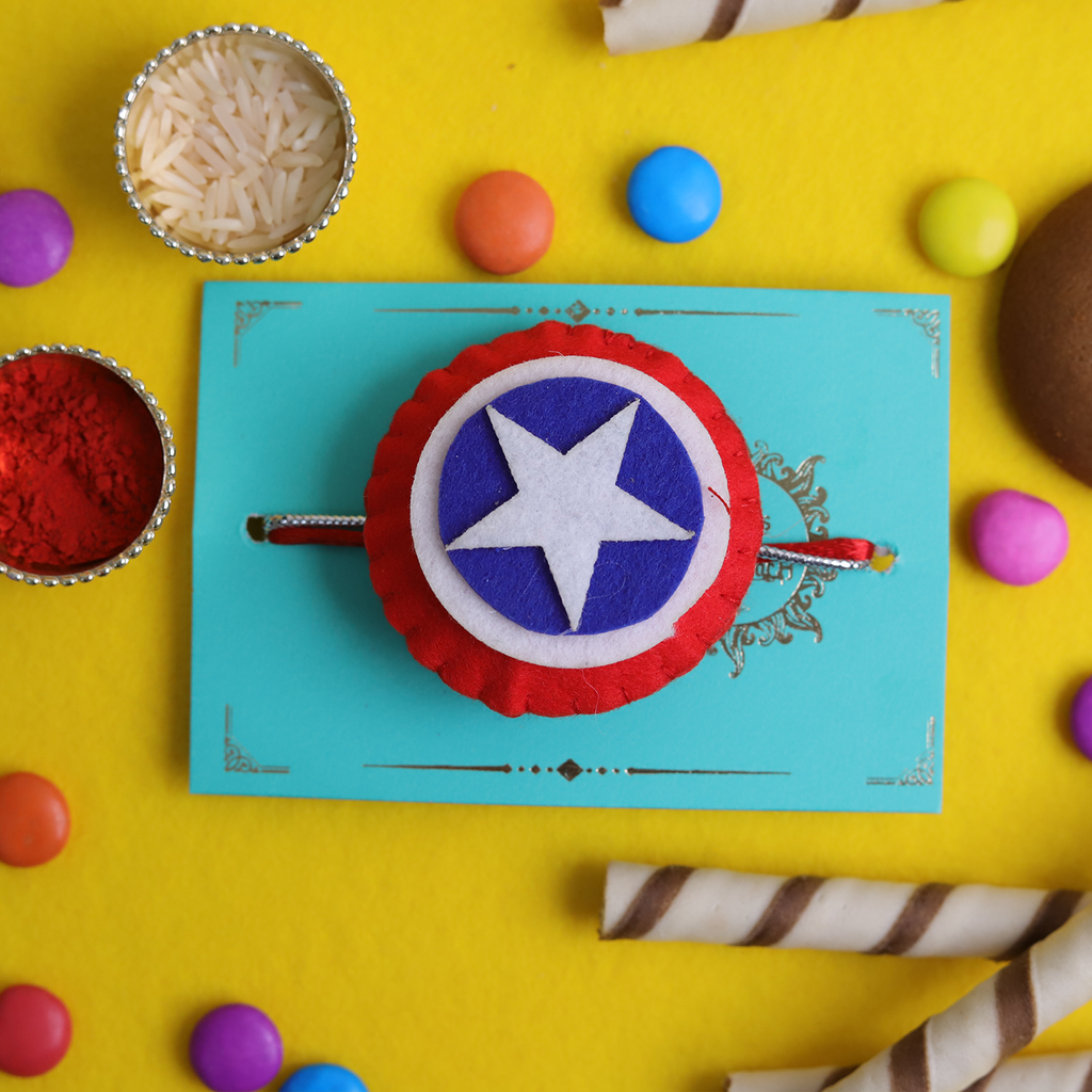 Captain America Superhero Kids Rakhi with Roli Chawal