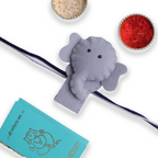 Cute Elephant Felt Kids Rakhi with Roli Chawal Set