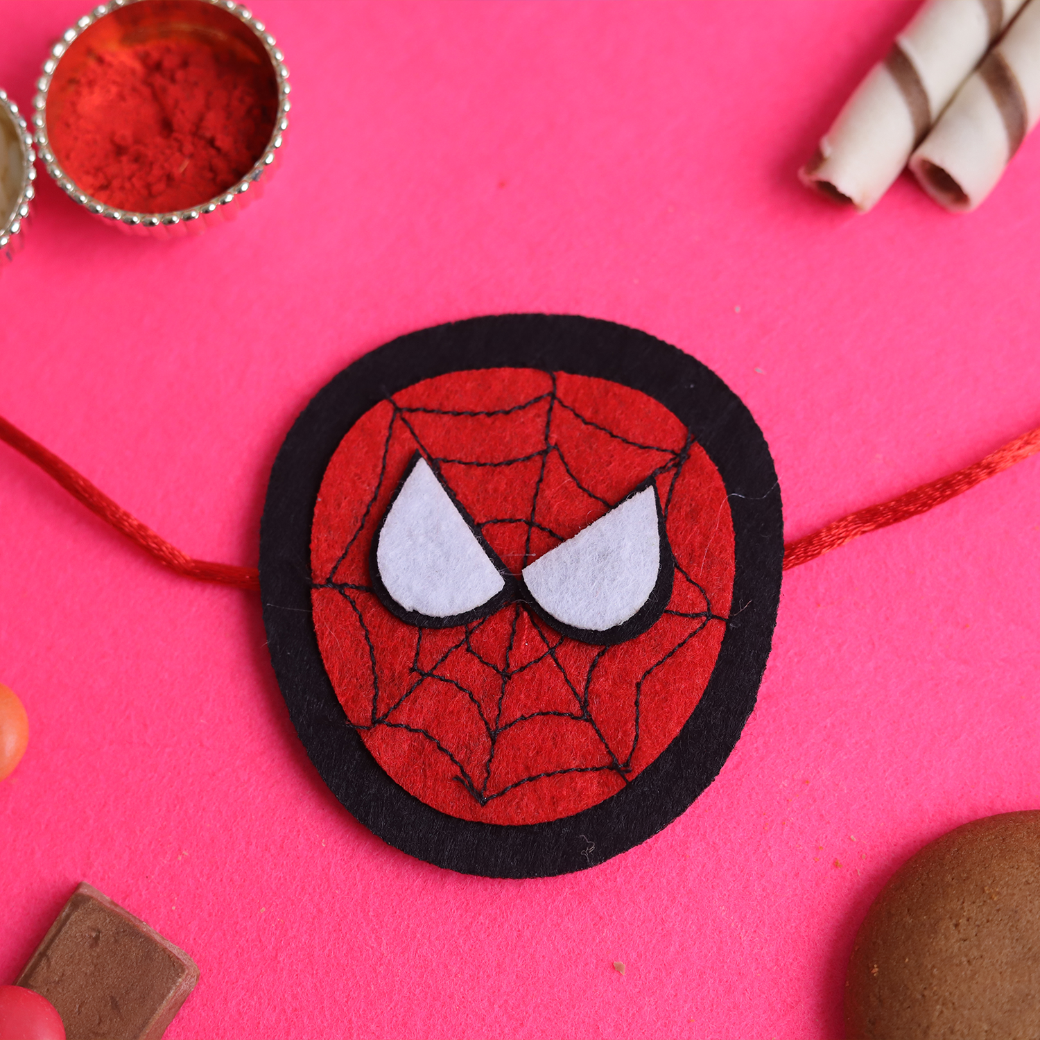 Action-Packed Spiderman Superhero & Cute Kids Rakhi with Roli Chawal Set