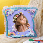 Magical Personalized Unicorn Photo Cushion – Enchanting Decor for Kids