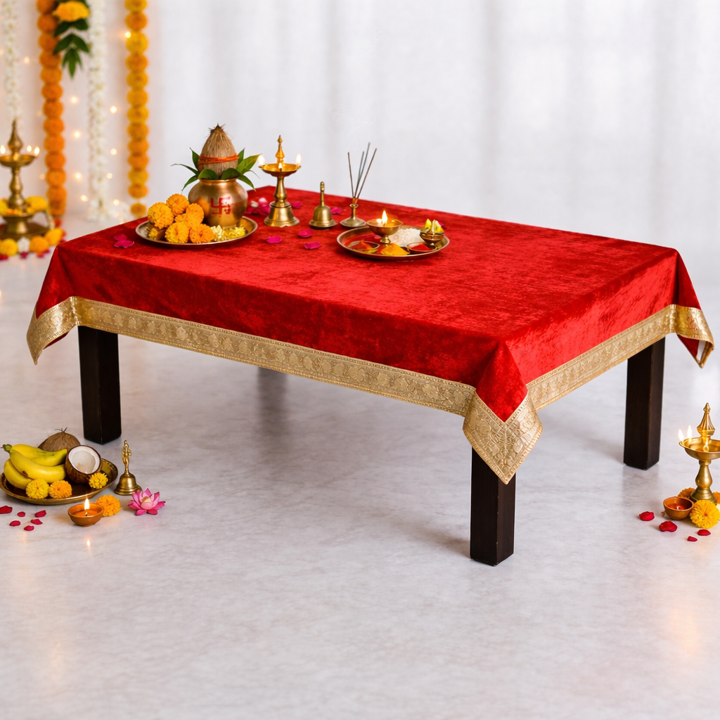Premium Red Velvet Puja Cloth