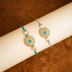 Elegant Blue Bhaiya Bhabhi Bracelet Set