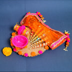 Handcrafted Royal Mehndi Thali Set – Artisanal Floral Platter with Mehndi Cones for Wedding Rituals &amp; Gifting