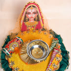 Handcrafted Royal Mehndi Thali Set – Artisanal Floral Platter with Mehndi Cones for Wedding Rituals & Gifting