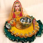 Handcrafted Royal Mehndi Thali Set – Artisanal Floral Platter with Mehndi Cones for Wedding Rituals & Gifting