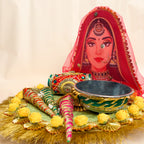 Handcrafted Royal Mehndi Thali Set – Premium Bridal Henna Platter for Wedding Rituals & Shagun Gifting