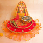 Handcrafted Royal Mehndi Thali Set – Artisanal Bridal Henna Platter for Wedding Rituals & Shagun Gifting