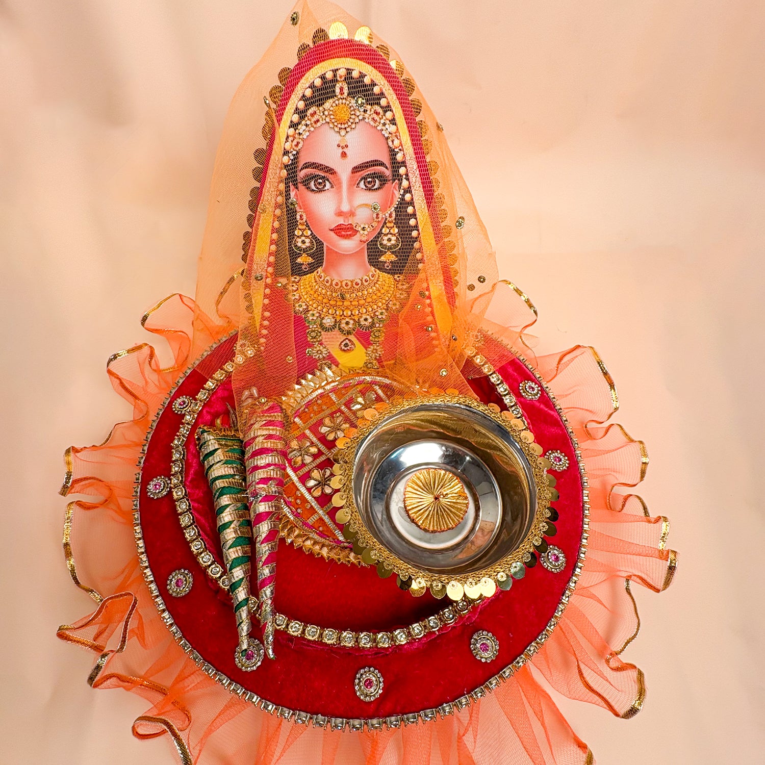 Handcrafted Royal Mehndi Thali Set – Artisanal Bridal Henna Platter for Wedding Rituals & Shagun Gifting