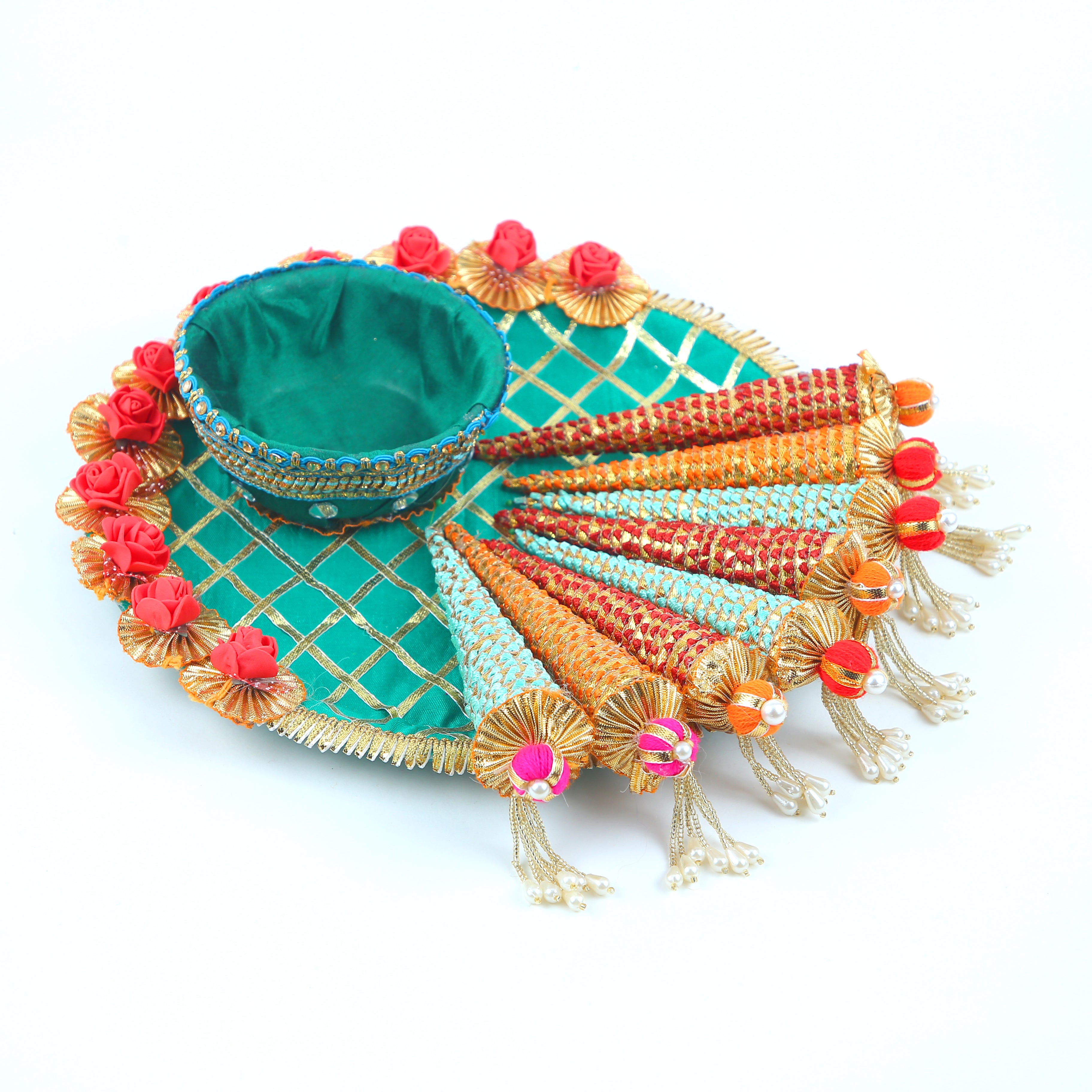 Premium Handcrafted Mehandi Thali – Traditional Henna Ceremony Decor