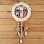 Personalized Macramé Loop Wall Hanging – "Best Mom in the World" Photo Frame with Burlap Flowers and Beaded Tassels