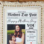 Personalized "Mother’s Day Post" Newspaper Frame – Rectangular Macramé Wall Art with Custom Photo and Heartfelt Message