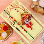 Handcrafted Bhai-Bhabhi Rakhi & Lumba Set with Ganesha Puja Thali