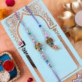 Handcrafted Designer Peacock Pair Rakhi Set - Set of 2 with Matching Mini Puja Thali