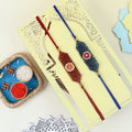 Premium Set of 2 Handcrafted Beaded Loom Rakhis with Designer Puja Thali