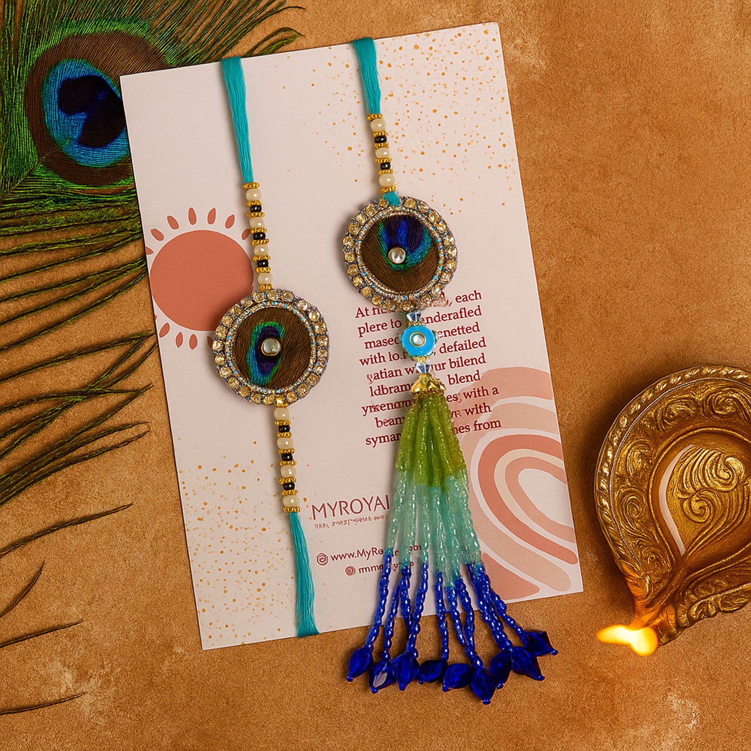Designer Peacock Bhaiya Bhabhi Rakhi Set with Premium Gift Box