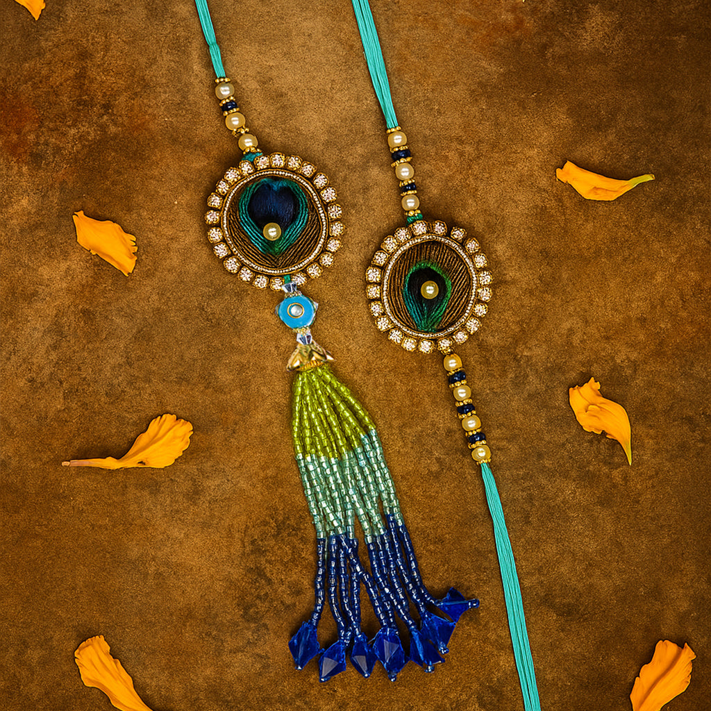 Designer Peacock Bhaiya Bhabhi Rakhi Set with Premium Gift Box