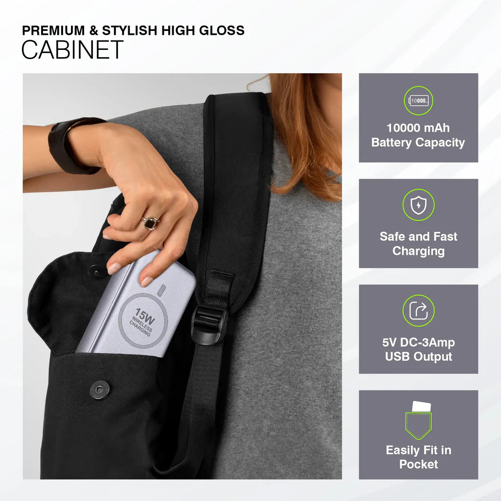 PB-180 10000mAh Power Bank – 25W Fast Charging with Wireless Support