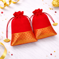 Premium Designer Red & Gold Potli Bag Set of 2