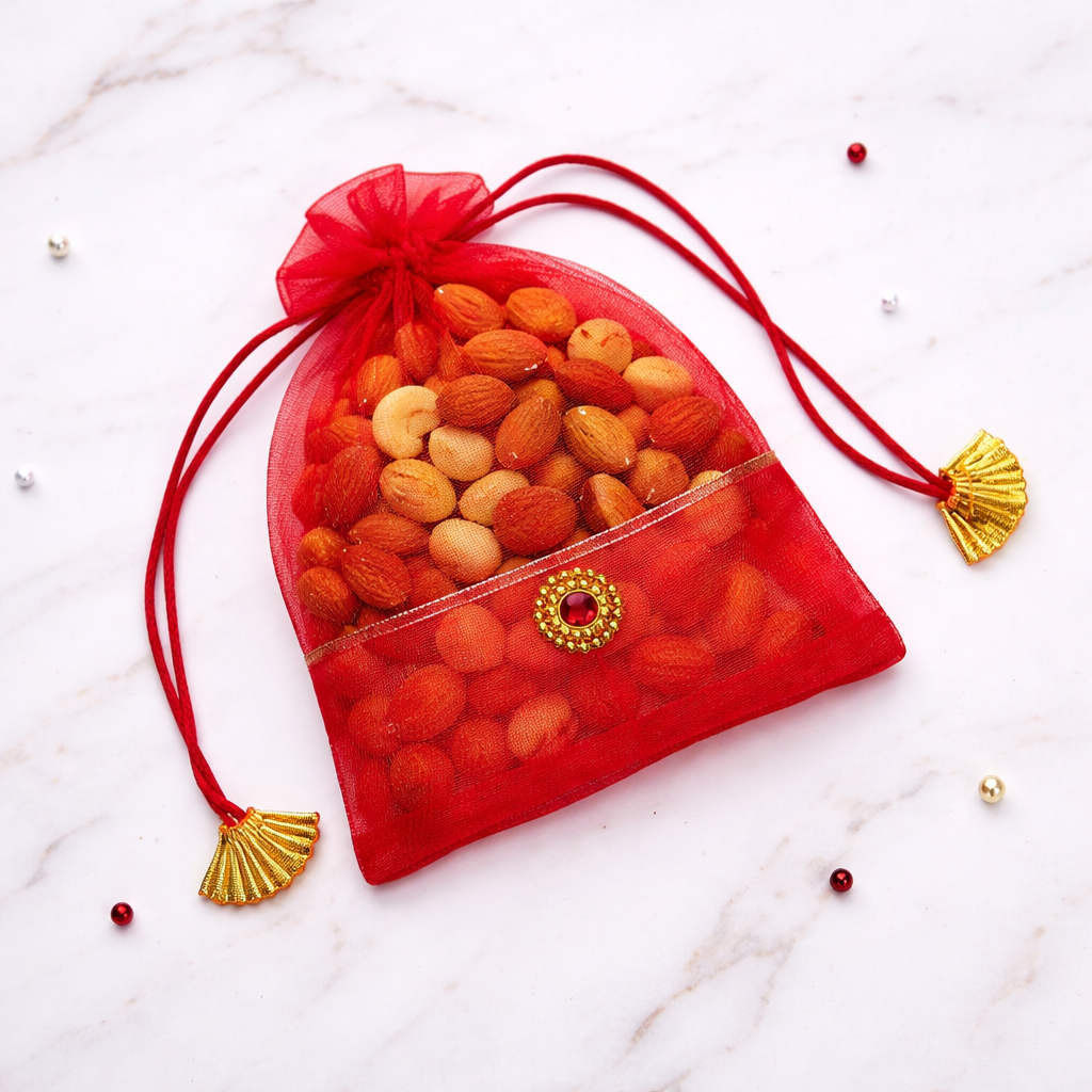 Premium Net Potli Bag Set of 2 with Dry Fruits