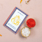 Sacred Silver Ganesha Charm Rakhi – Handcrafted Traditional Mauli Thread for Brother