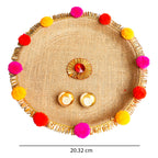 Handcrafted Jute Floral Bhai Dooj Thali Set – Sacred Mauli Thread (8-Inch)