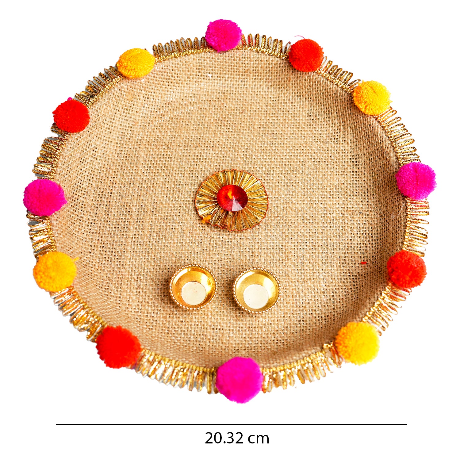 Handcrafted Jute Floral Bhai Dooj Thali Set – Sacred Mauli Thread (8-Inch)