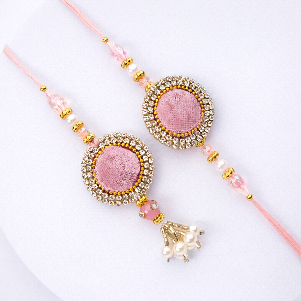 Pink Velvet Bhaiya Bhabhi Set