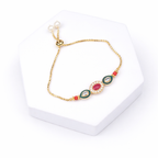 Red Green Kundan Bhaiya Bhabhi Bracelet Set