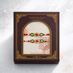 Red Green Kundan Bhaiya Bhabhi Bracelet Set