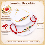 Red Green Kundan Bhaiya Bhabhi Bracelet Set