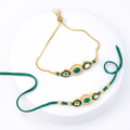 Green Kundan Couple Rakhi