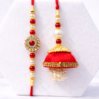 Traditional Red Silk Jhumka Set