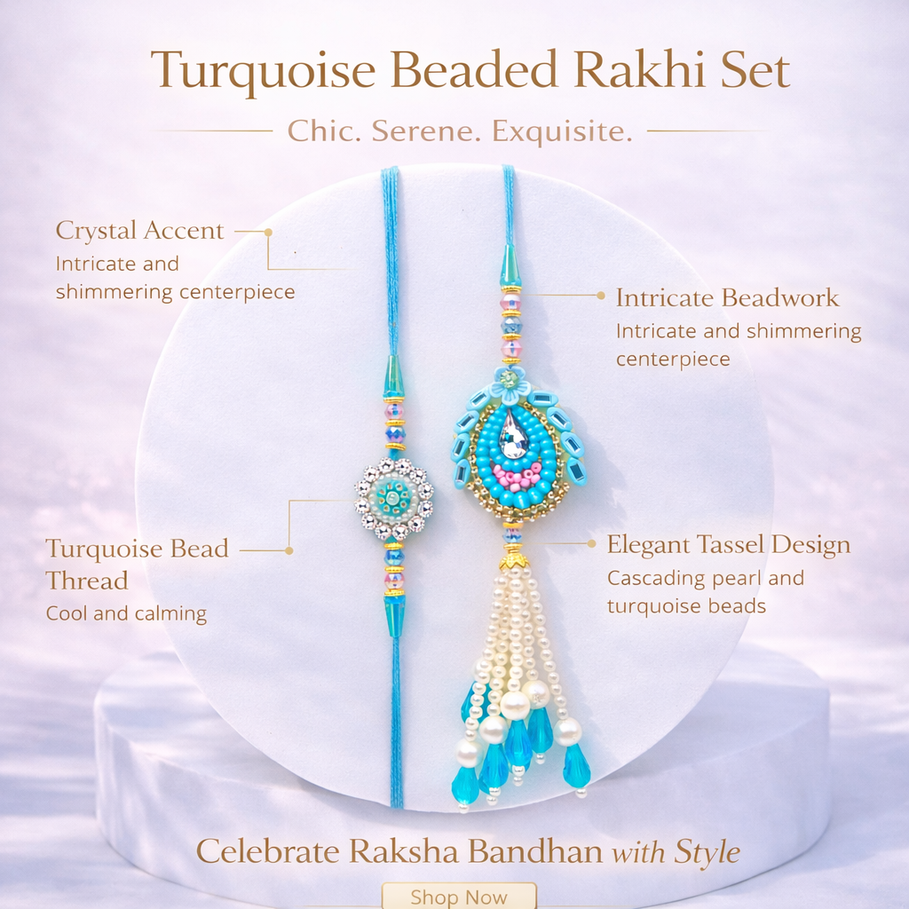 Turquoise Teardrop Bhaiya Bhabhi Set