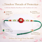 Red Sequin Floral Single Rakhi