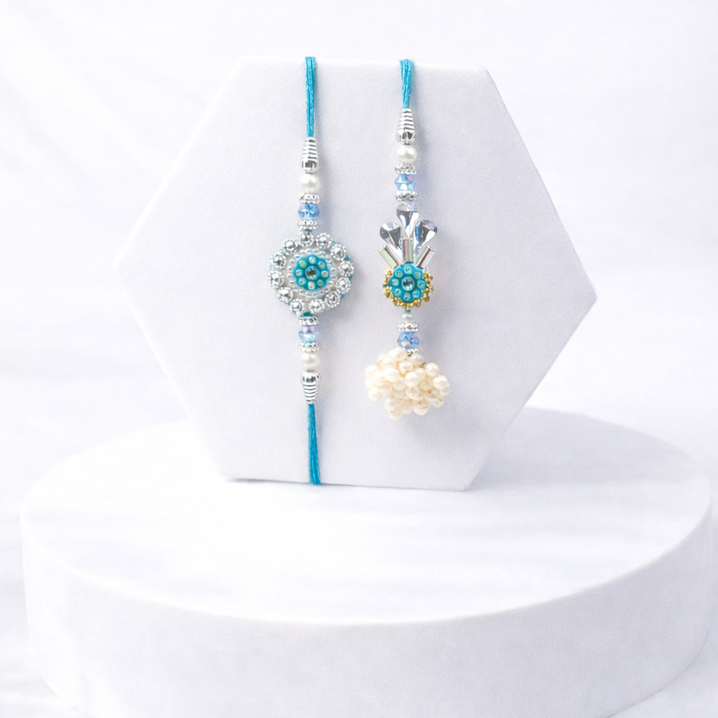 Turquoise Crystal Bhaiya Bhabhi Set