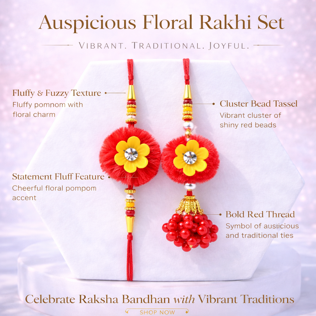 Red Floral Woolen Bhaiya Bhabhi Set