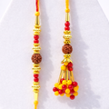 Rudraksha Rakhi with Red Yellow Bead Tassel