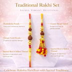 Rudraksha Rakhi with Red Yellow Bead Tassel