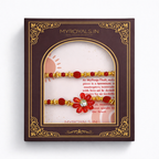 Red Floral Stone Bhaiya Bhabhi Rakhi