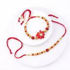 Red Floral Stone Bhaiya Bhabhi Rakhi