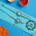 Exquisite Bhaiya Bhabhi Rakhi Set – Handcrafted Pearl & Kundan Collection
