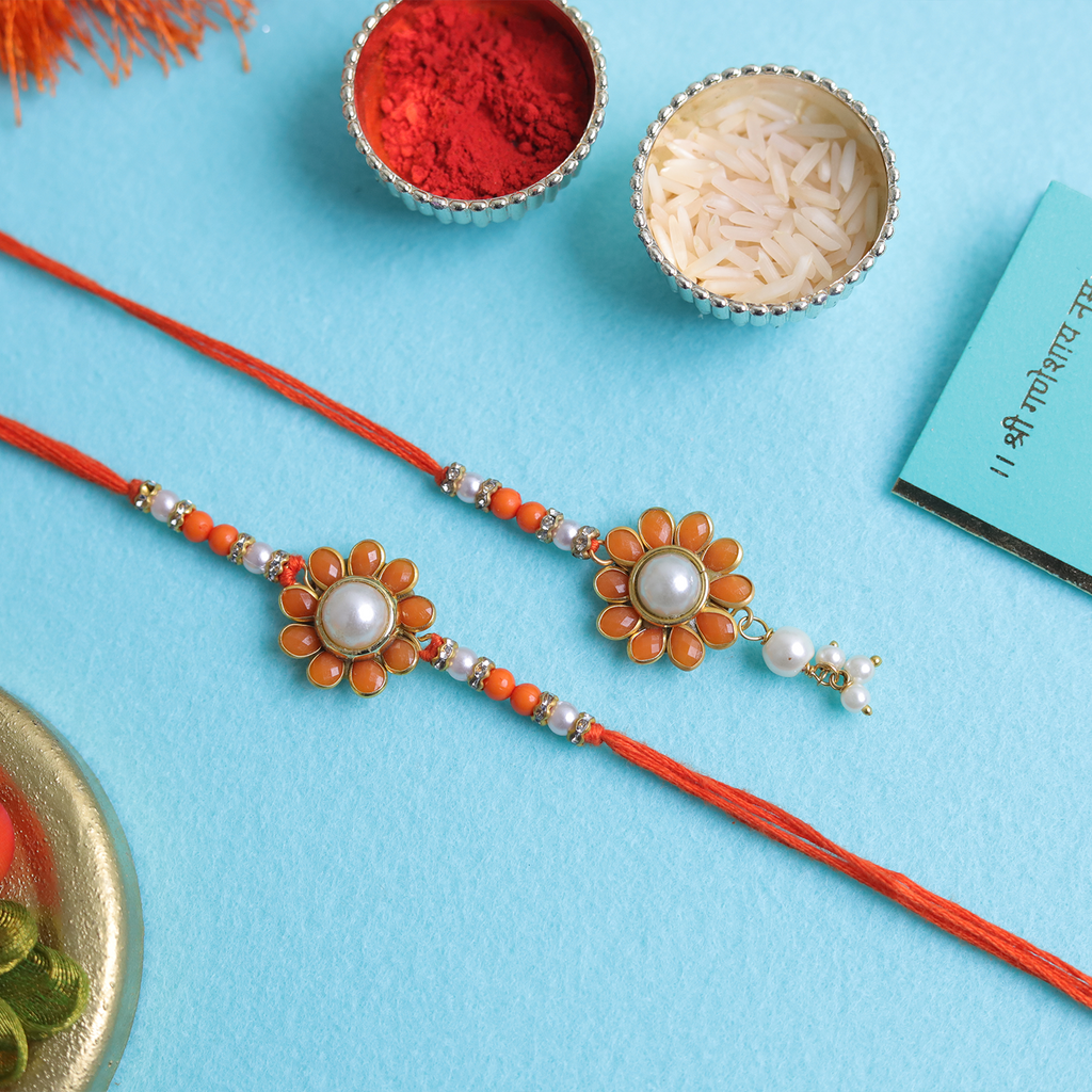 Divine Rudraksha & Sandalwood Bhaiya Bhabhi Rakhi Set – Handcrafted Spiritual Collection