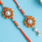 Divine Rudraksha & Sandalwood Bhaiya Bhabhi Rakhi Set – Handcrafted Spiritual Collection