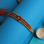 Sacred Bond: Triple-Strand Rudraksha & Sandalwood Designer Rakhi