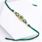 Green Kundan & Meenakari Designer Single Rakhi