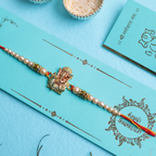 Divine Golden Ganesha Rakhi with Roli-Chawal