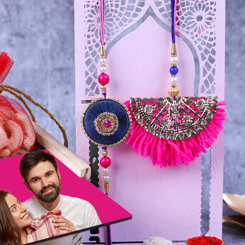 Bhaiya Bhabhi Rakhi Set with Personalized Dry Fruit Box