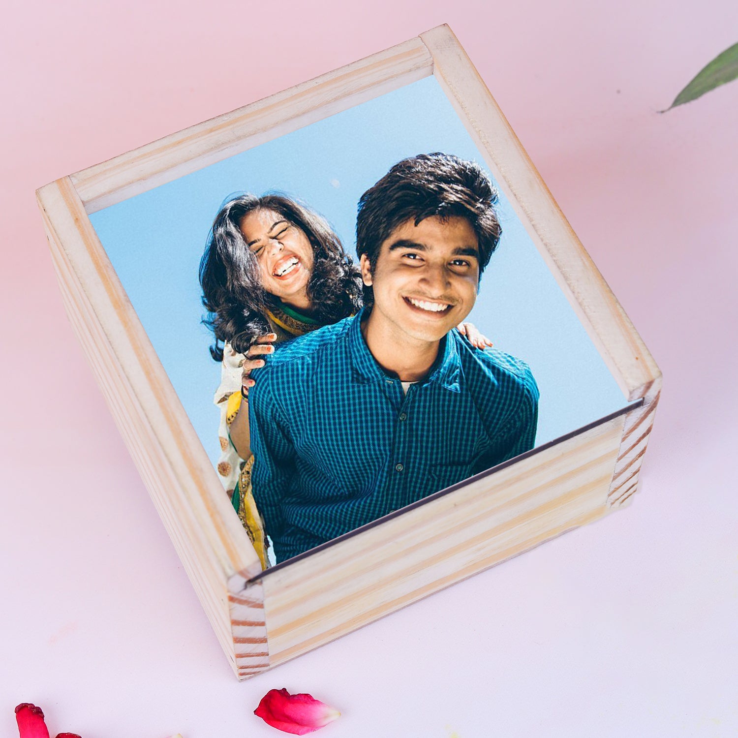 Regal Teal Zardosi Bhaiya Bhabhi Rakhi Set & Personalized Dry Fruit Gift Box