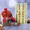 Personalized "Royal Peacock" Set of 2 Rakhi & Premium Dry Fruit Gift Box