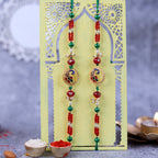 Personalized "Royal Peacock" Set of 2 Rakhi & Premium Dry Fruit Gift Box